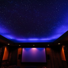 stretch ceiling in the hall starry sky