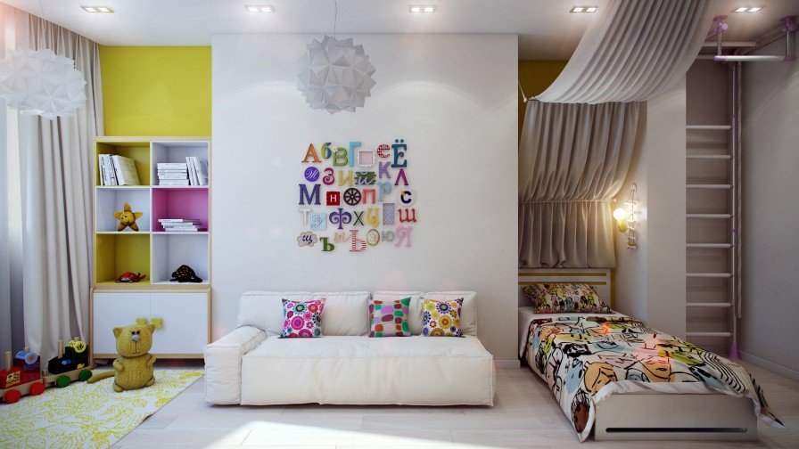 modernaus dizaino vaikų kambario nuotrauka