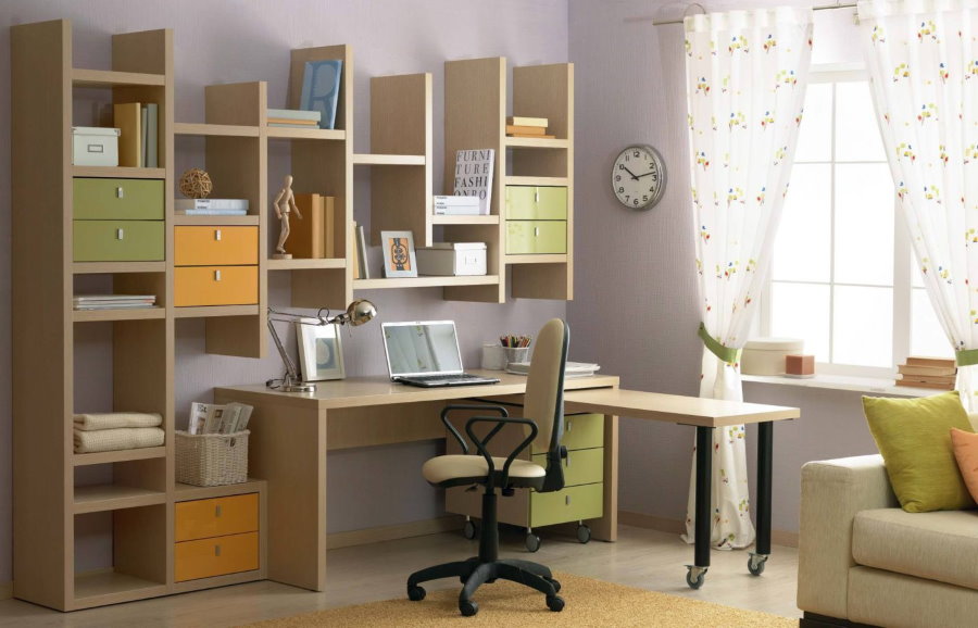 Set of children's furniture with a table and a bookcase