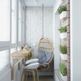 מרפסת צרה עם צמחים על הקיר