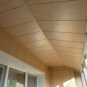 Sheathing of the loggia ceiling with MDF panels