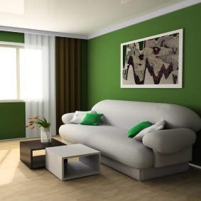 الرسم على الجدار الأخضر لغرفة المعيشة