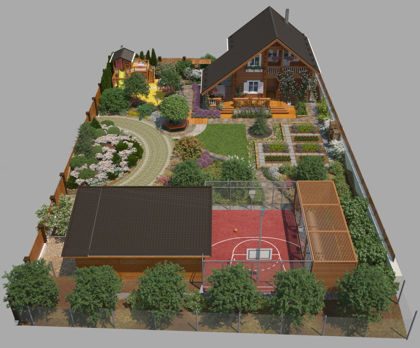 Design project of the landscape of a suburban area