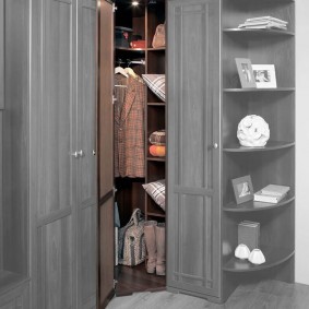 خزانة ملابس مع أبواب مفصلية إلى قاعة المدخل